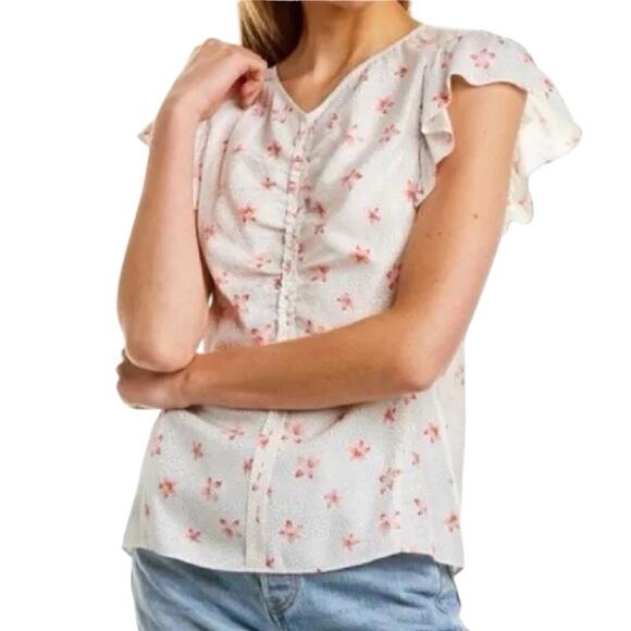 Rebecca Taylor Tops - Rebecca Taylor Silk Blend Ruched Short Sleeve Top Size 2